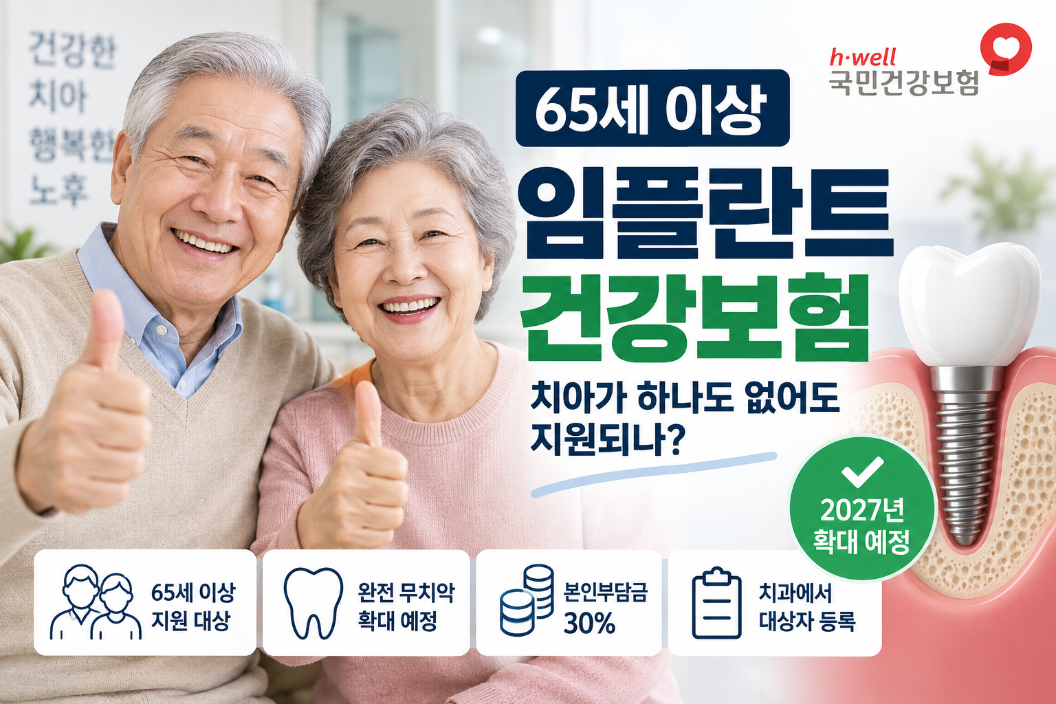65세 이상 임플란트 건강보험 대상과 완전 무치악 변화 안내