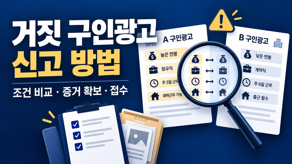 거짓 구인광고 신고 방법과 채용공고·실제 조건 대조