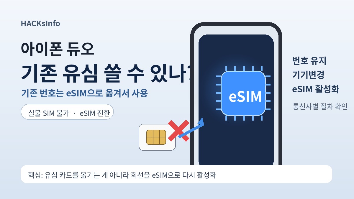 아이폰 듀오 기존 유심 쓸 수 있나 eSIM 전환 안내
