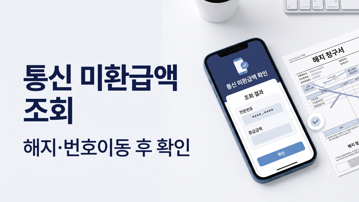 통신 미환급액 조회 문구와 휴대폰 조회 화면, 통신 해지 청구서