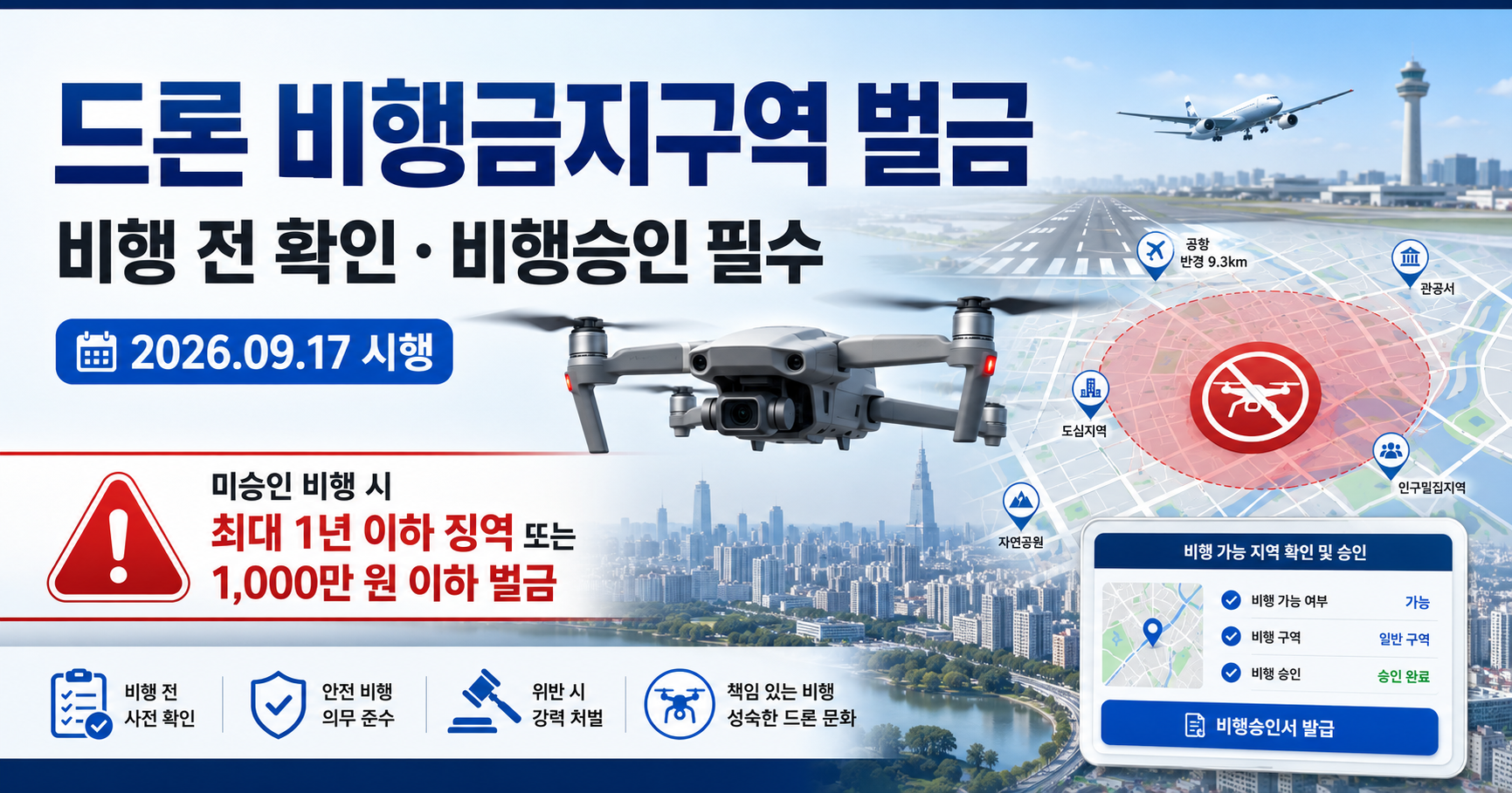 드론 비행금지구역 벌금과 비행승인 확인 안내 이미지