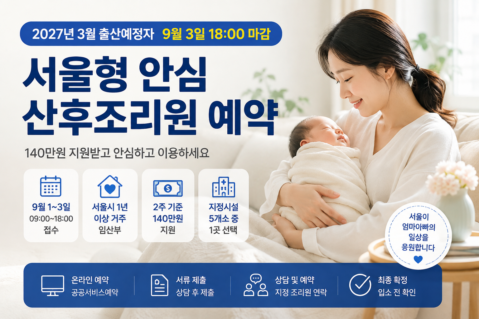서울형 안심 산후조리원 예약 일정과 신청방법