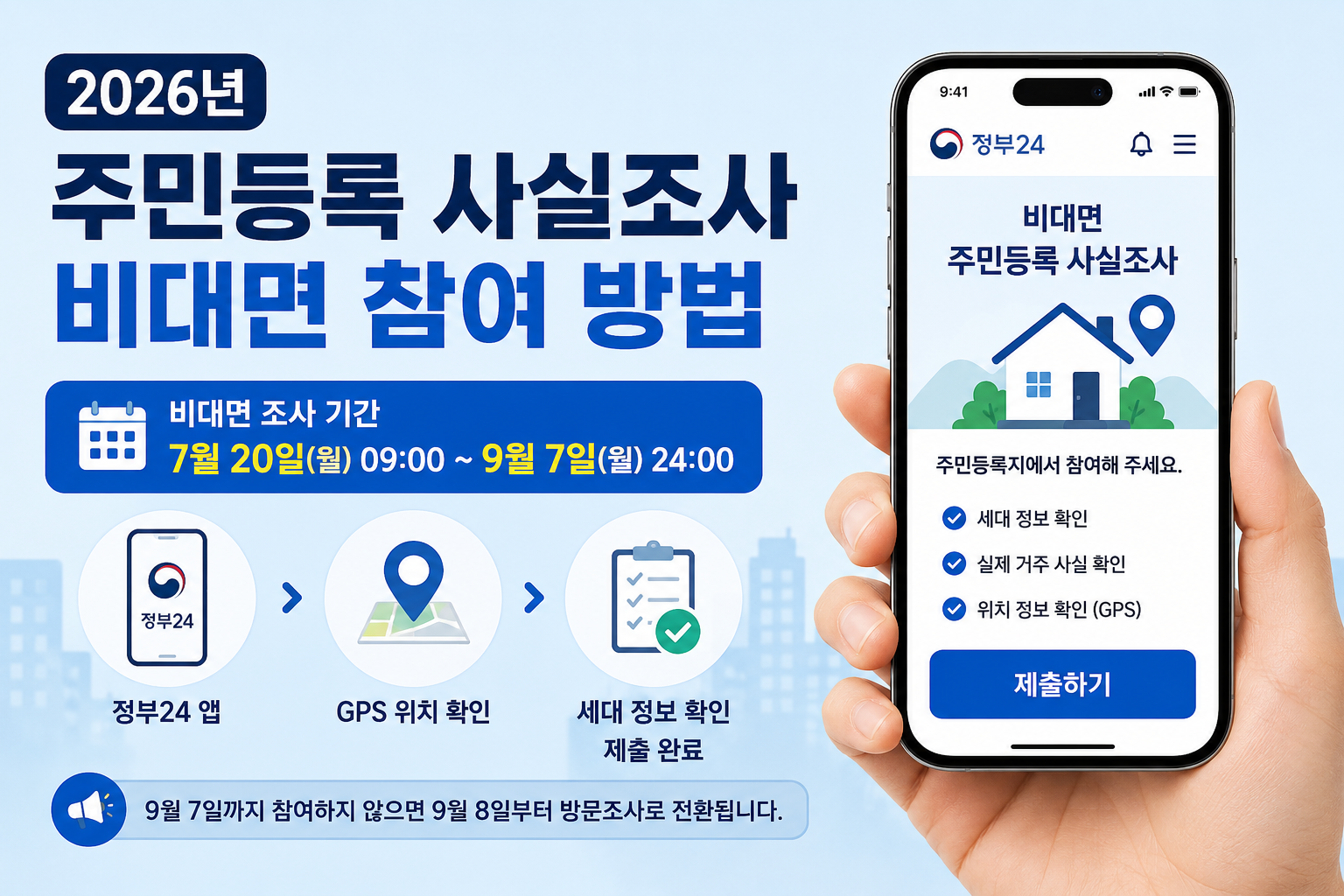 주민등록 사실조사 비대면 참여 정부24 앱 안내