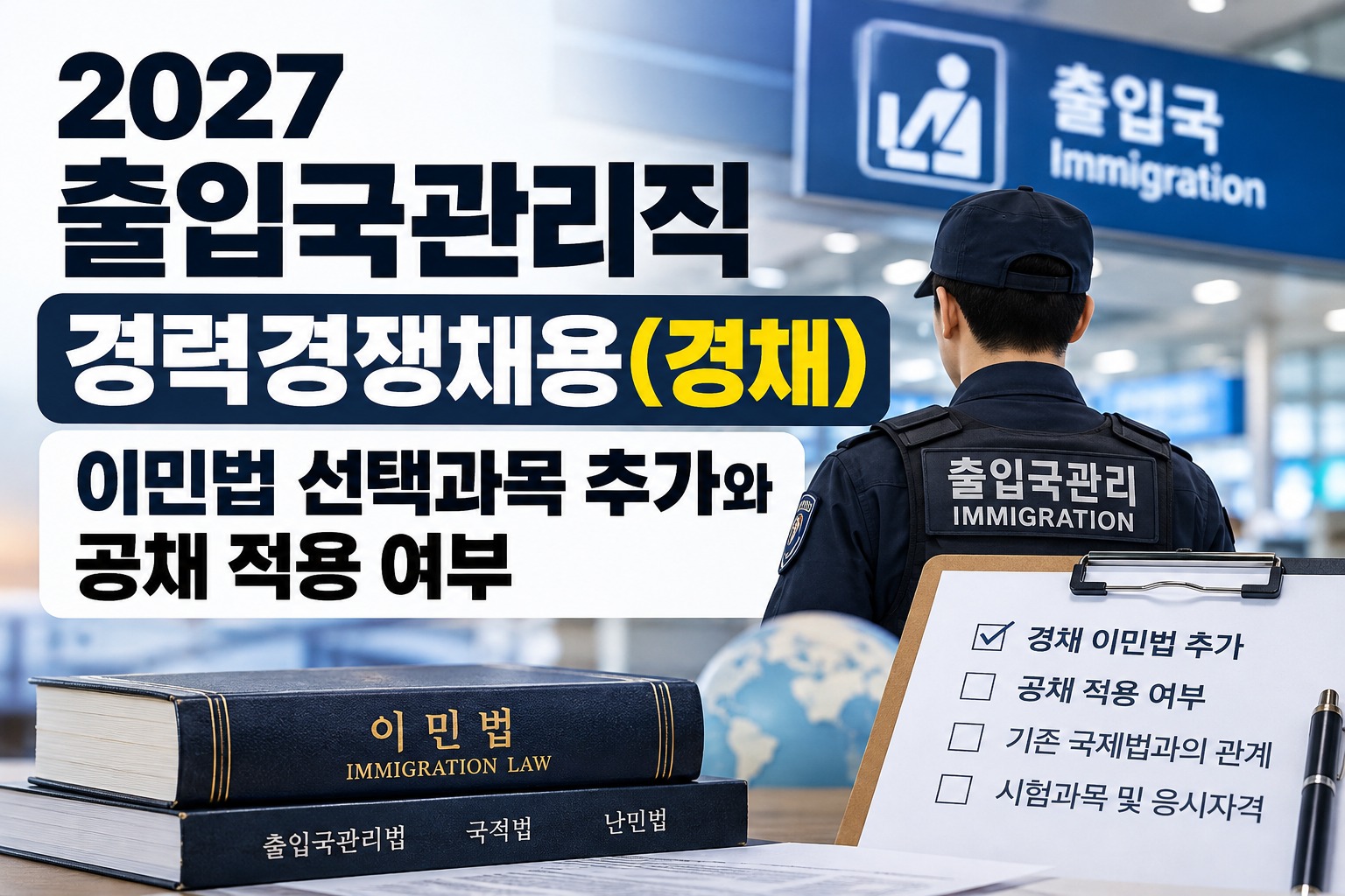 2027 출입국관리직 경력경쟁채용(경채) 시험과목 변경 안내, 이민법 선택과목 추가와 공개경쟁채용(공채) 적용 여부