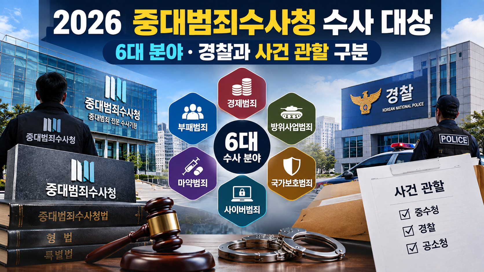 중대범죄수사청 수사 대상 6대 분야와 경찰·중수청 사건 관할 구분 안내