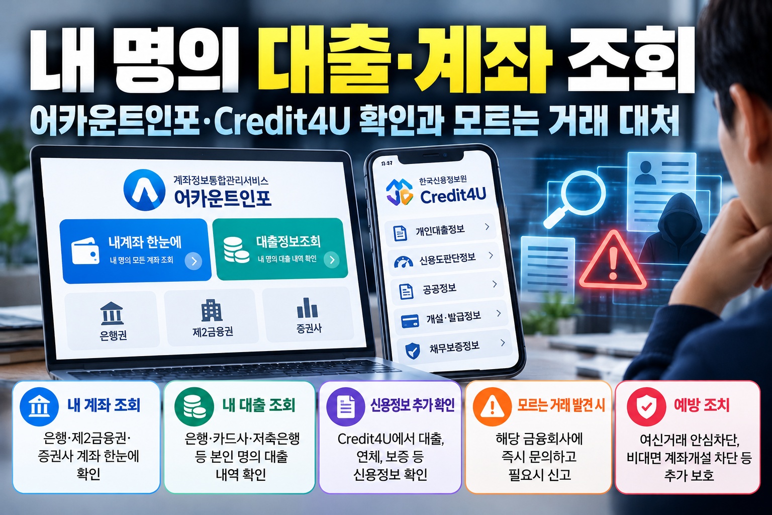 내 명의 대출·계좌 조회와 어카운트인포·Credit4U 확인 및 모르는 거래 대처 방법